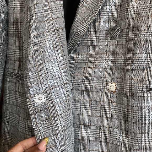 Jason Wu checked double breasted sequin blazer Size Small - Picture 3 of 5
